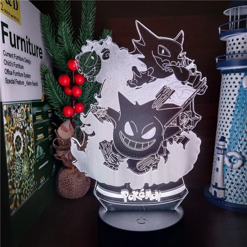 Pokemon Gengar Haunter Gastly 3D Lamp Anime LED Night Light USB Color